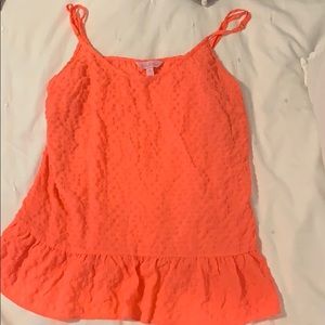 Lilly Pulitzer neon pink tank with ruffle bottom